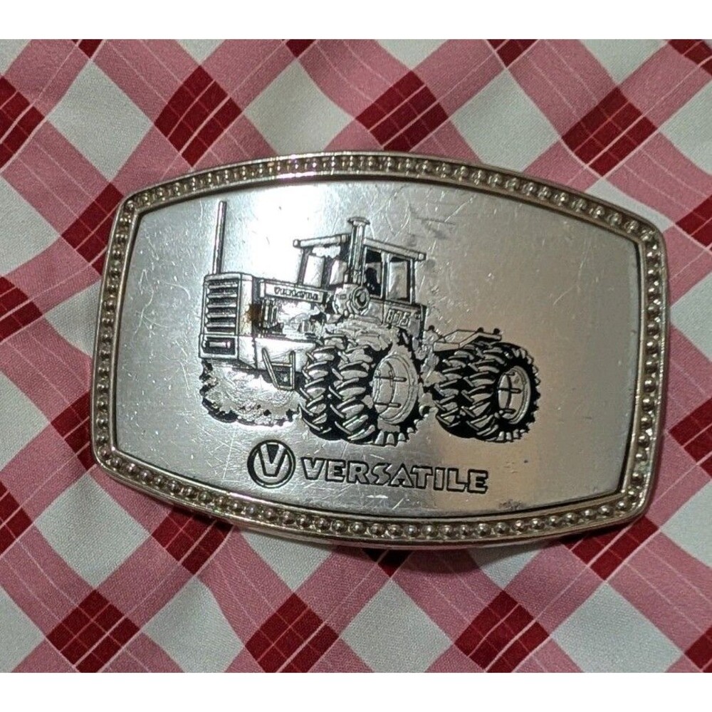 Vintage Versatile 875 Tractor Belt Buckle Pewter Silver Tone Farm Ag 631